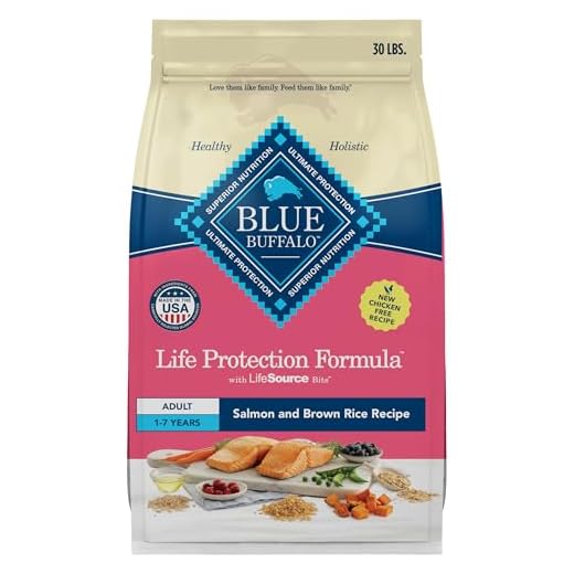 Blue Buffalo Life Protection Formula Adult Dry Dog Food, Helps Build and Maintain Strong Muscles, Made with Natural Ingredients, Salmon & Brown Rice Recipe, 30-lb. Bag
