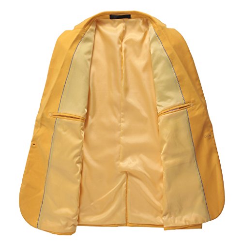 Mogu Mens Slim Fit One Button Casual Blazer Jacket Us Size 36 (Label Asian Size Xxl) Yellow #TOP3