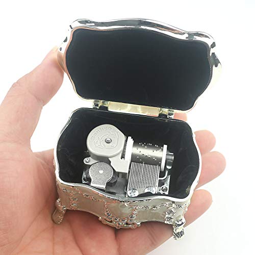 ROSIKING Emboss Alloy Metal Music Box Wind Up Antique Jewelry Musical Boxes Christmas Birthday Valentine's Day Gifts Plays Brahms Lullaby