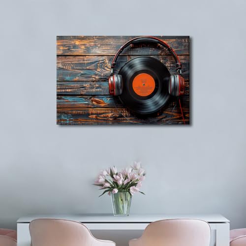 Tableau disques vinyles imprimé sur toile de qualité supérieure - 2