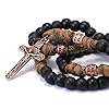 Nazareth Store Paracord Rosary Necklace 8mm Black Beads Antique Bronze Strong Rugged Corded Catholic Rosary with St.Michael Medal & Cross Crucifix (Brown Paracord Copper St.Benedict) #1