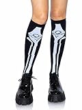 Leg Avenue Women's Acrylic Skeleton Over The Knee Socks, Black/White, One Size