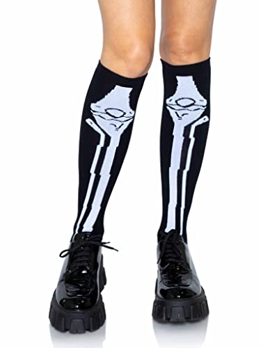 Leg Avenue Women's Over The Knee Halloween Socks, Black/White, One Size