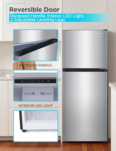 Image of BLACK+DECKER 10.5 Cu. Ft. Top Mount Refrigerator, BR1000XS, Stainless Look