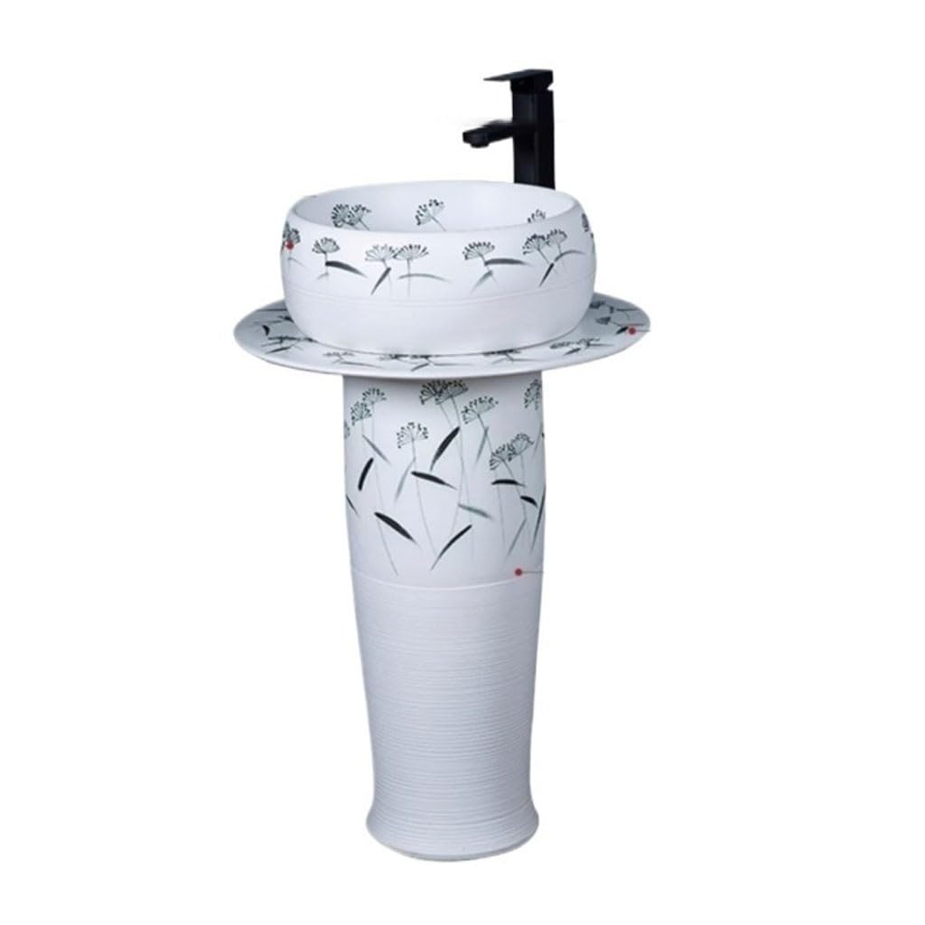 LAPADULA Simple Pedestal Basin Small Size Ceramic Wash Bathroom Floor Integrated Bathroom Sink Freestanding