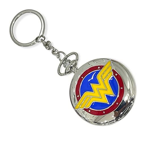 Image of AUGEN Premium Pocket Watch Metal Keychain Wonder Woman Retro Vintage for Gifting With Key Ring Anti-Rust (Pack Of 1)