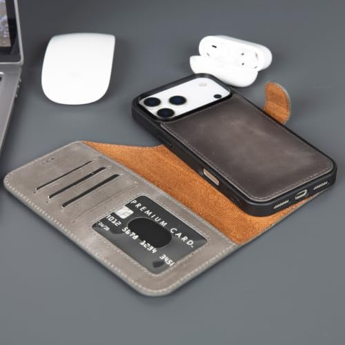 Casper-Leather-Wallet-Case-for-iPhone-18-Pro-Detachable-Magnetic-Phone-Case-with-MagSafe-RFID-Blocking-Card-Holder-Gray Casper Leather Wallet Case for iPhone 18 Pro, Detachable Magnetic Phone Case with MagSafe, RFID Blocking Card Holder, Gray - Image 1