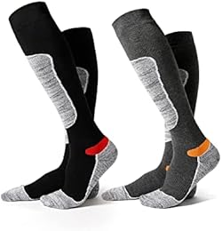 [ハザコ] スノーボード スキー ソックス 防寒 靴下 アウトドアウェア ブーツカット/ハイソックス/オーバーニー3タイプ ジュニア/レディース/メンズ適用 厚手 段階着圧 防寒 1/2/3足入り