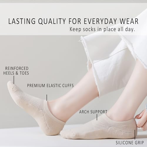 Image of EPEIUS Thick No Show Socks for Women Athletic Ankle Socks Cushioned Running Low Cut Non Slip Footies 3 /6 Pairs
