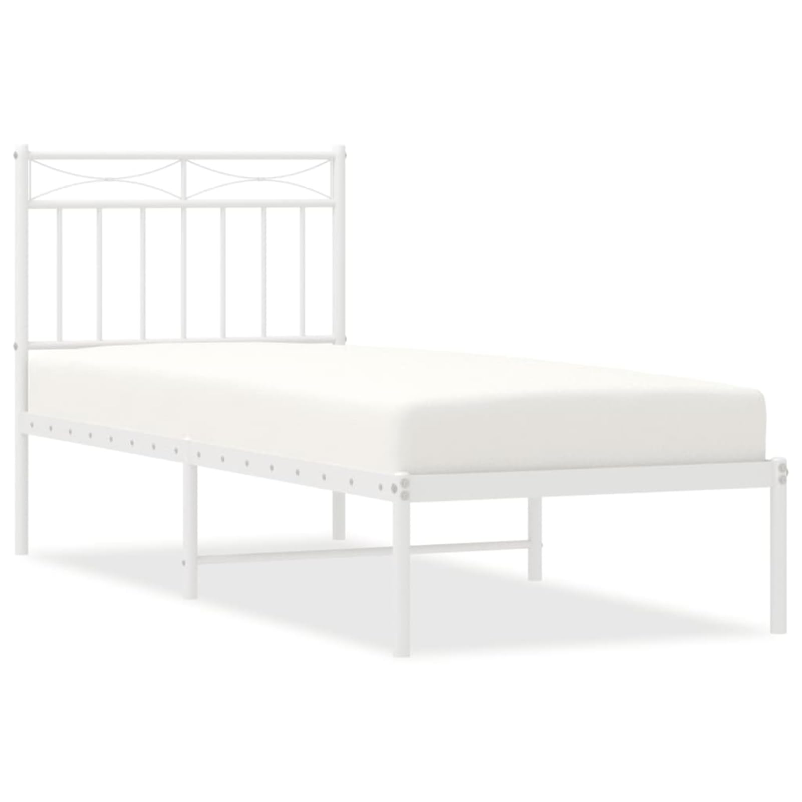 ATOMSTACK MAKER Cama de Metal sin Colchón, Con Cabecero Blanco, 75 x 190 cm, Estructura de Acero Pulverizado, Altura Libre 26 cm, Diseño Moderno y Robusto para Adultos, Fácil Montaje