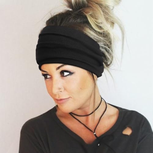 Image of DRESHOW 4 Pack Turban Headbands for Women Wide Vintage Head Wraps Knotted Cute Hair Band Accessories