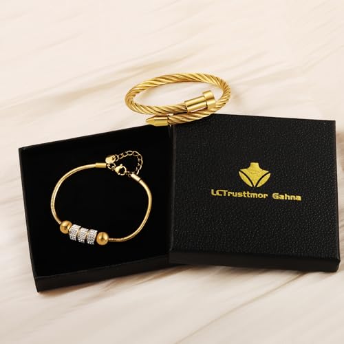 18K Gold Nail Bracelet Set, Adjustable Stackable Bangles for Women, Trendy Jewelry Hand Chain Gifts for Lover Mom Her 6