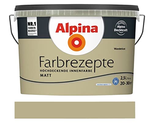 Alpina Farbrezepte Innenfarbe – Wanderlust matt – Wandfarben für einzigartige Farbwirkungen und Raumstimmungen – atmungsaktiv, tropfgehemmt und strapazierfähig – 2,5L