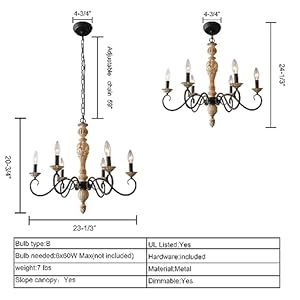 Rustic French Country Chandelier Light Fixture 6-Lights Mid Century Modern Candle Style Chandelier Vintage Distressed Wood Black Chandelier for Dining Room, Kitchen, Living Room, E12 Rustic French Country Chandelier Light Fixture 6 Lights Mid Century Modern Candle Style Chandelier Vintage Distressed Wood Black Chandelier for Dining Room Kitchen Living Room E12