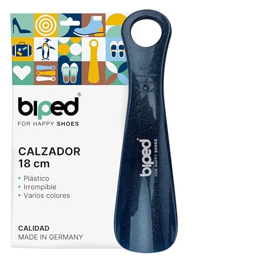 biped Calzador de plástico 18 cm – Calzador pequeño y ergonómico, ideal para viajes, niños y adultos – Calzador corto para zapatos fácil de usar z1560(oropel-azul oscuro)