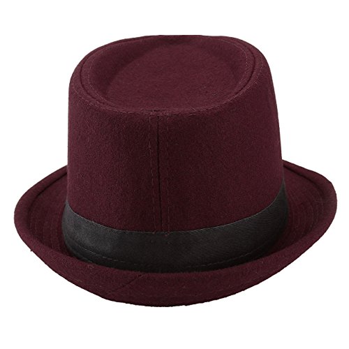 Ayliss Trilby Fedoras Panama Jazz Hat Short Brim Bowler Hat for Men/Women (Burgundy)