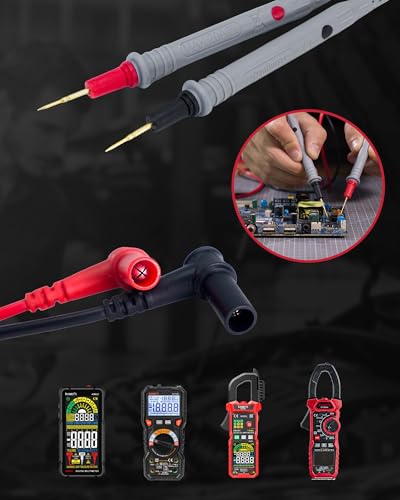 KAIWEETS Silikon-Messleitungen Multimeter-Sonden 48-Zoll-Silikonkabel Vergoldete Spitzen CAT III 1000V & CAT IV 600V 20A Kompatibel mit Digitalmultimetern & Zangenmessgeräten - KET20