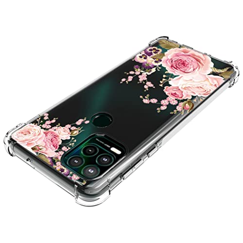 Yerebel Case For Moto G Stylus 5G 2021 (Not Fit 4G), Motorola G Stylus 5G Cute Case, Clear Flexible Bumper Tpu Soft Rubber Silicone Cover Phone Case For Motorola Moto G Stylus 5G 2021 (Roseflower) #TOP3