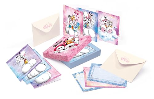 DIDDL - Set de Papiers à Lettres Diddl - Boîte avec Cartes & Enveloppes Colorées - Papeterie Vintage Années 90 - Idée Cadeau Mignonne pour Enfant ou Fan Nostalgique