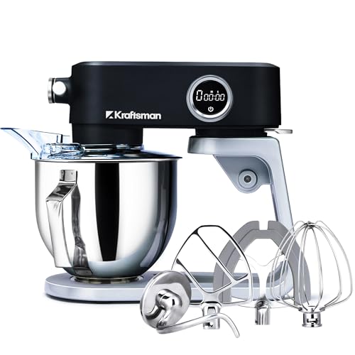 Kraftsman Robot Pâtissier, 5 L Robot de Cuisine Tout en Métal avec Port d’Alimentation Universel...
