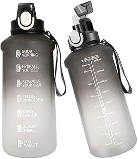 WENLIM 2 Litre Large Water Bottle with Straw, 2L Sport Motivational Drinks Bottle with Time Markings for Fitness Gym and Outdoor Sports