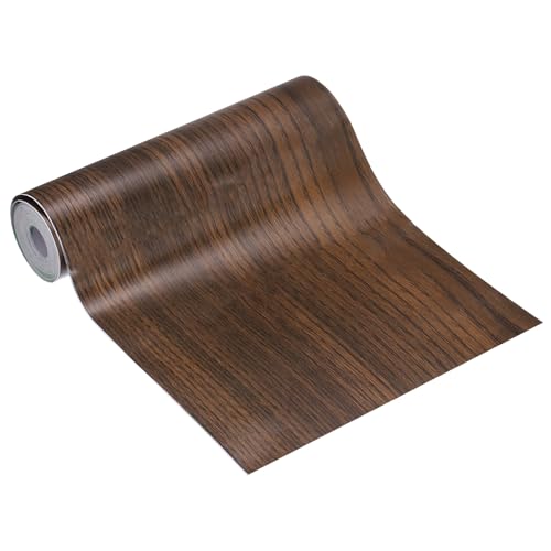 Image of MECCANIXITY Wood Grain Repair Tape, 5 Inch x 16 Feet Self Adhesive Wood Grain Tape Multi-Purpose Wallpaper Border Trim for Furniture Floors Windows Doors Tables Home, Black Brown