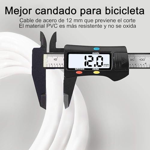 REHKITTZ Candado Bicicleta Cadena Bici Combinacion 5 Dígitos 120cm/12mm Largo Candados Antirrobo Bicicletas Seguridad para MTB Patinete Carretilla - imagen 2