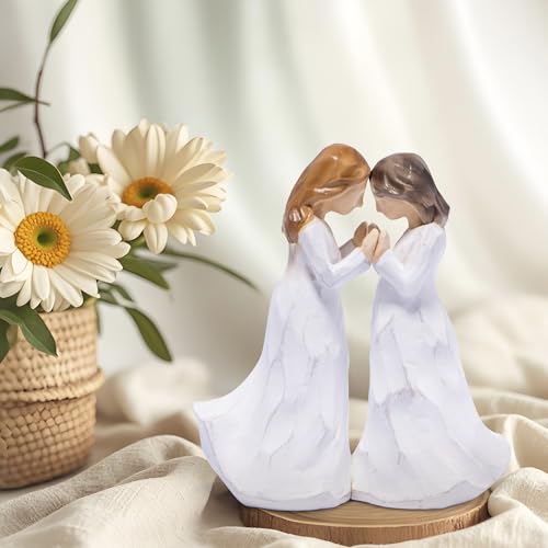 Figurines de amistad blancas efecto madera miniatura 3