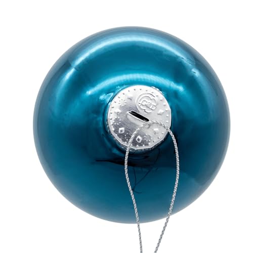 Kurt Adler 80MM Glass Shiny Teal Ball Ornaments by Kurt S. Adler - Image 3