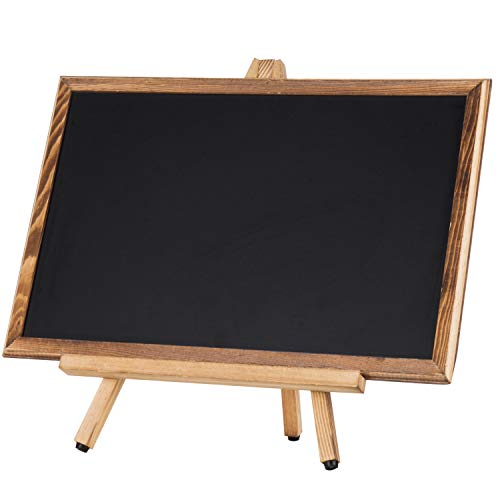 Mygift 18-Inch Small Chalkboard Sign With Burnt Wood Frame, Tabletop Chalkboard Easel Stand #TOP5
