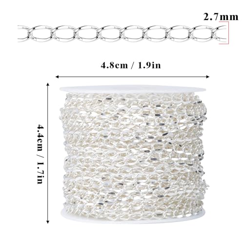 33FT 2.7mm Silver Plated Twisted Link Chains Roll Bulk for Jewelry Making by Cadikez - Used condition - Image 2