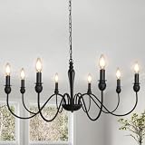 ETONIMERR 8-Light Black Farmhouse Chandelier