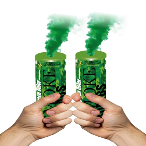 Juego de 2 Fumígenos de Mano ± 60 Segundos Verde – Disparo de Mecha – Fumígenos Coloridos a Mano – Categoría F1 – ZENDA CLUB®