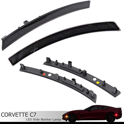Njsbyl Smoked Lens Corvette C7 Led Front Rear Side Marker Lamps For 2014 2015 2016 2017 2018 2019 Chevrolet Corvette Grand Sport Stingray Z06 Zr1 Red Amber Led Turn Singal Light Kits Sidemarker Lamps #TOP1