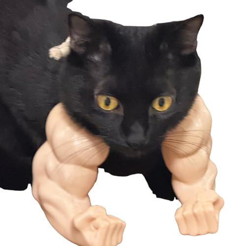 Cat/Dog Muscle Arm Costume, 3D Printed Cute Funny Accessory for Small Medium Pets Halloween Christmas Parties (Buff Beige, S)