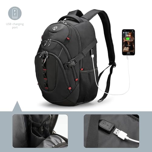 Swissdigital Design Laptop Backpack, Travel Backpack with USB Charging Port Fits 15.6 inches Computer, 31L College School Bookbag for Men, Black | SD803-01 by Swissdigital - Image 5