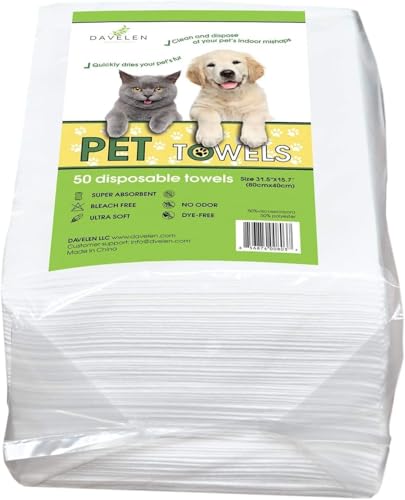 Image of DAVELEN Disposable Pet Towels (White, 55.1 by 27.6 inches Each(Pack of 20))
