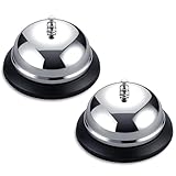 JawDrow 2-Pack Call Bell, 3.3Inch Stainless Steel Service Bell, Clear Loud Sound for Restaurant Hotel School Store, Durable Easy Clean
