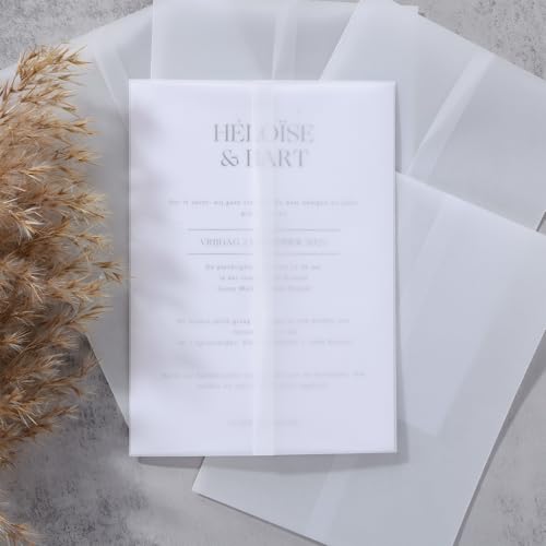 Sobres de boda de vitela esmerilada premium UNIQOOO papel translúcido preplegado de 115 g/m² 2