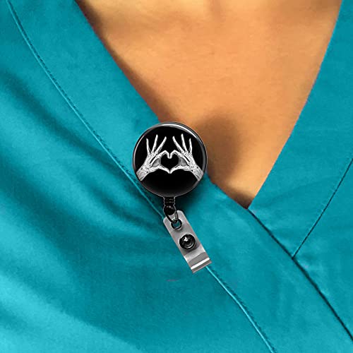 RADIOLOGY TECH Badge Reel Gift, XRay Hands Heart Retractable ID Name Badge Holder, Orthopedics Badge Clip, X Ray Hand Bones Badge Reel