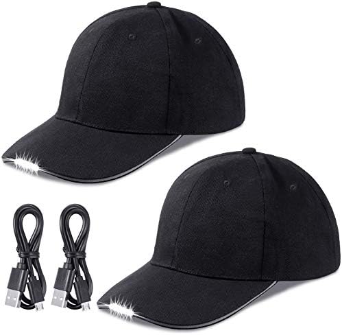 Syhood 2 Pieces LED Baseball Cap Flashlight Hat Hand Free