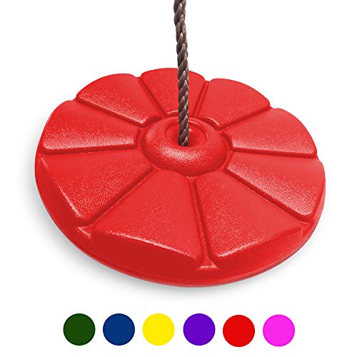 HIKS Red Kids / Childrens Button Disc Monkey Round Rope Swing ( also available in Blue, Yellow & Green )