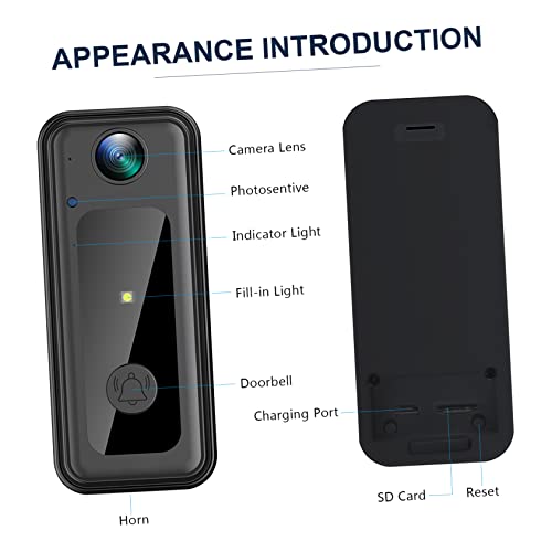 DOITOOL 3 Pecas campainha câmera wi-fi sem fio câmera sem fio inteligente vídeo Wifi plástico