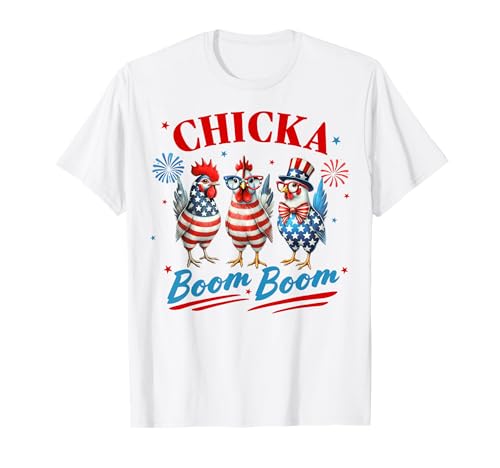 4 de julio Pollos Gallinas Pollo Mamá Patriótico Pollito Mujeres Camiseta