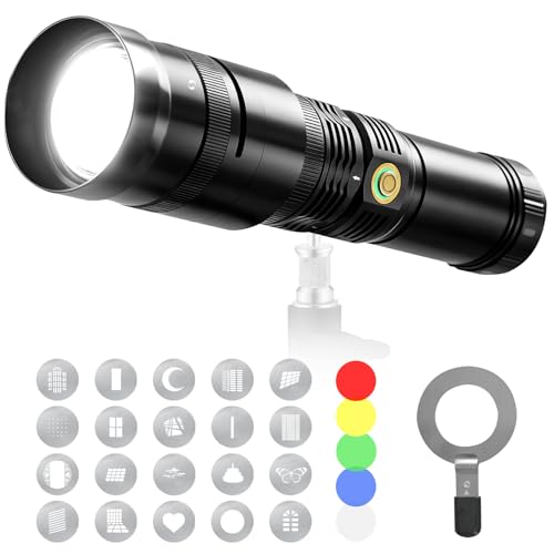 WELLMAKING 40W LED Photography Flashlight Optical Glass Lenses, 7800mAh Aluminum Alloy Patterned Ambient Light, with 20 Patterned Light Filters for Photo, Content Creation Video Recording Accessorie