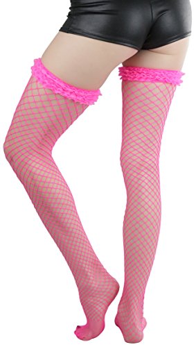 Image of ToBeInStyle Women's Fine Classic Fishnet Thigh High Stretch Nylon Novelty Stockings
