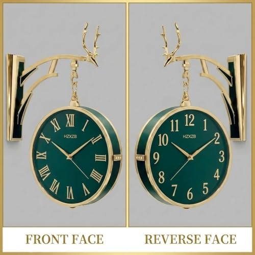 Image of Double-Sided Clock, Wall Hanging,Wall Clock, Outdoor, Antique Double-Sided Clock,Store Clock, Shop, Cafe, Table Clock, Interior, West Coast (Clock)