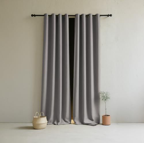Image of LINENWALAS 100% Blackout Curtains for Long Door (10 Feet) - Set of 2 Panels Rich Linen Texture Complete Light Panels, Thermal Insulated & Noise Reducing Room Darkening Curtains (Graphite Grey)