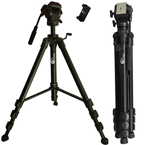 Image of Eloies EL972 Professional Series Heavy Duty Tripod | Three Way Pan Fluid Head | Aluminium Made Adjustable with Cannon Nikon Sony Olympus Camera and Mobile Phones Max Height 6.7 Feet.