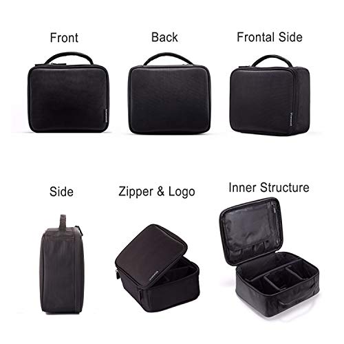 ROWNYEON Makeup Train Case Makeup Bag Organizer Travel Makeup Case Cosmetic Bag Proffessional Portable Storage Bag for Cosmetics Makeup Brushes Gift for Girls Women 9.8'' Mini Black